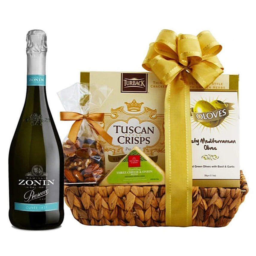 Online 90 Point Prosecco Cheese Gift Basket Gift Delivery in Usa