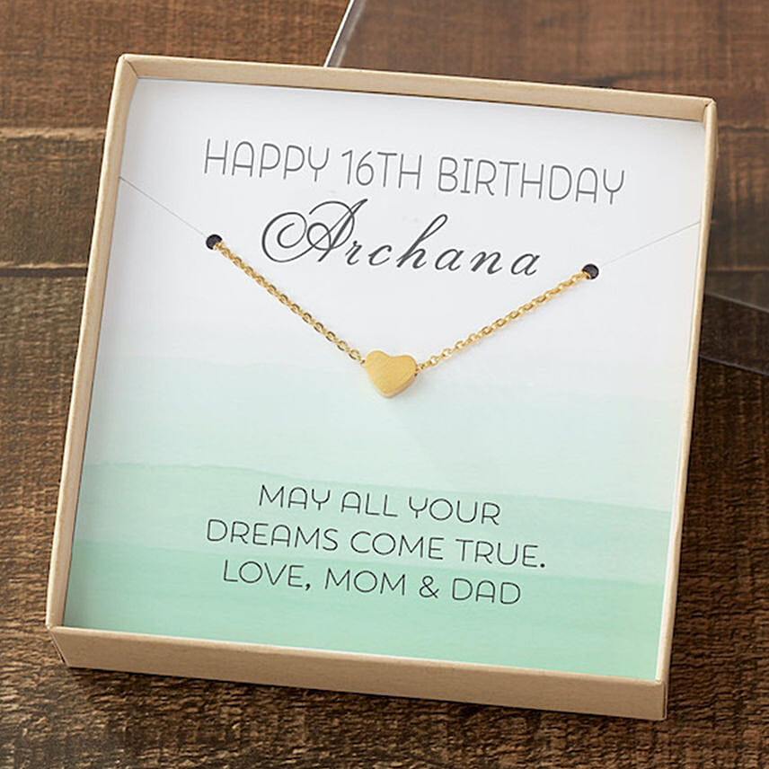 Birthday Necklace With Personalized Message Card