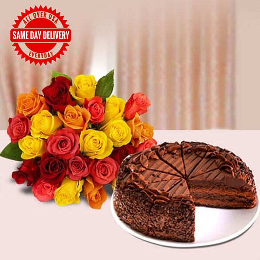 Chocolate Cake & Roses