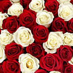50 Red Orange & White Roses