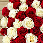 50 Red Orange & White Roses