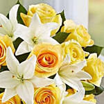 Yellow Rose And White Lily Bouquet