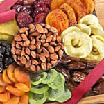 Bamboo Handled Tray With Fruits & Nuts