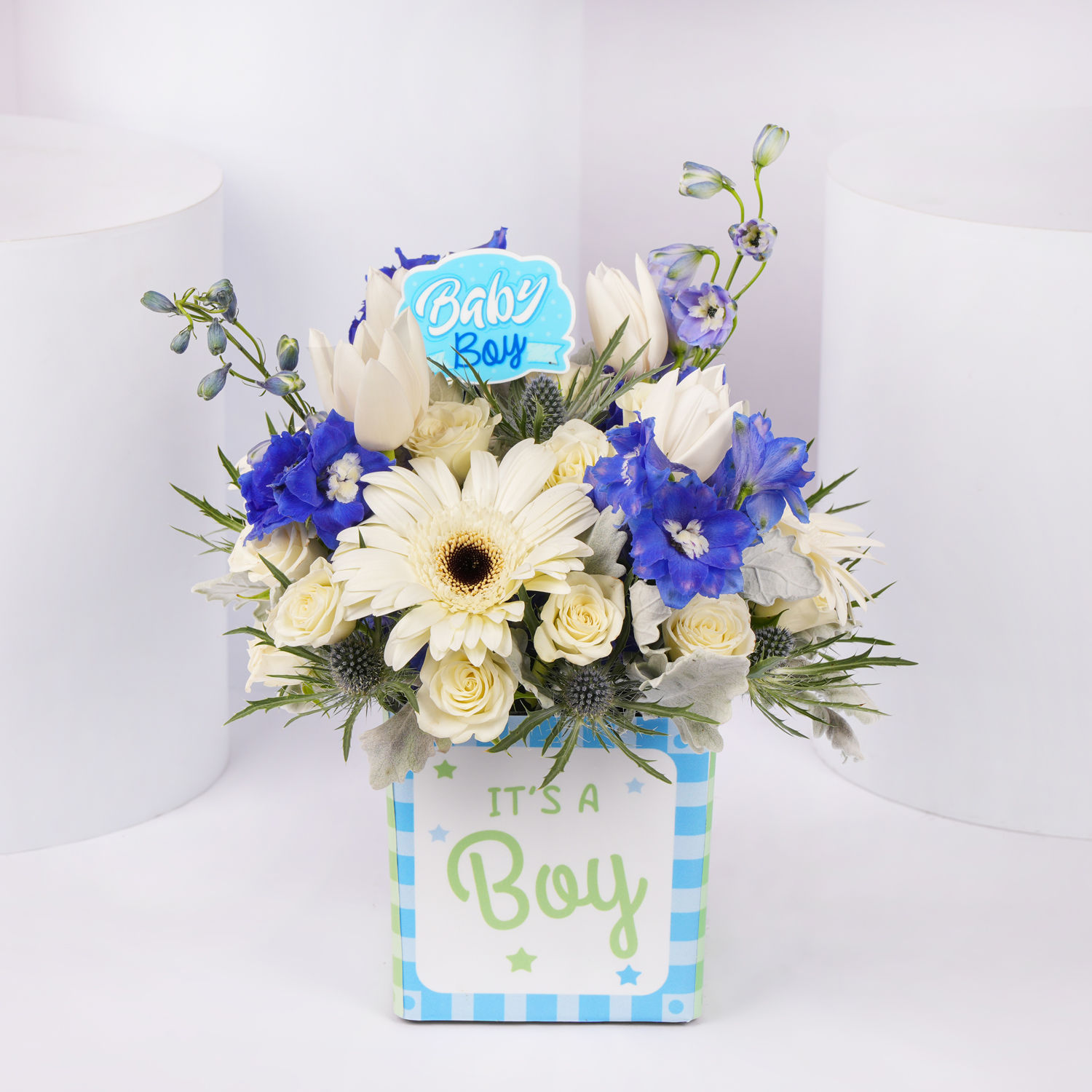 Online It's A Boy Flower Vase Gift Delivery in UAE FNP