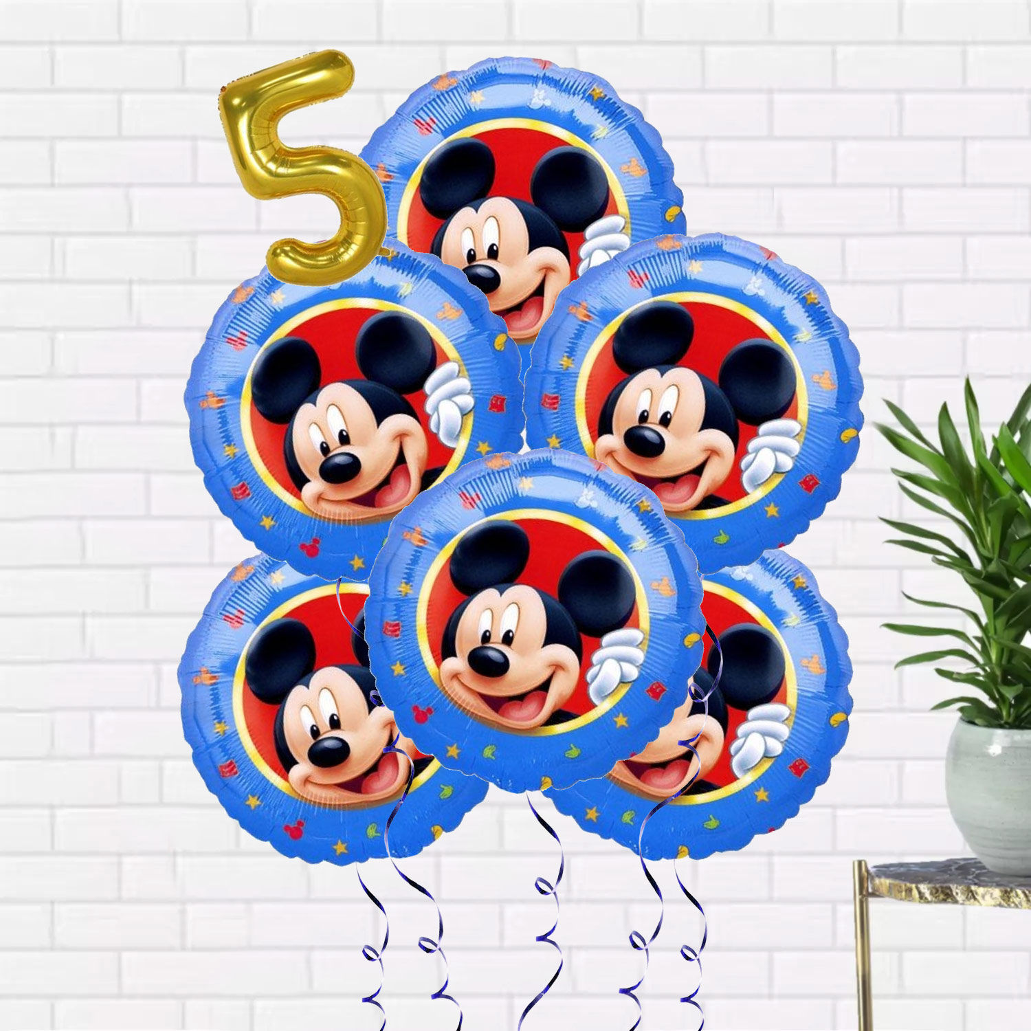 Online 6 Mickey Mouse Printed Balloons & One Numeric Balloon Gift