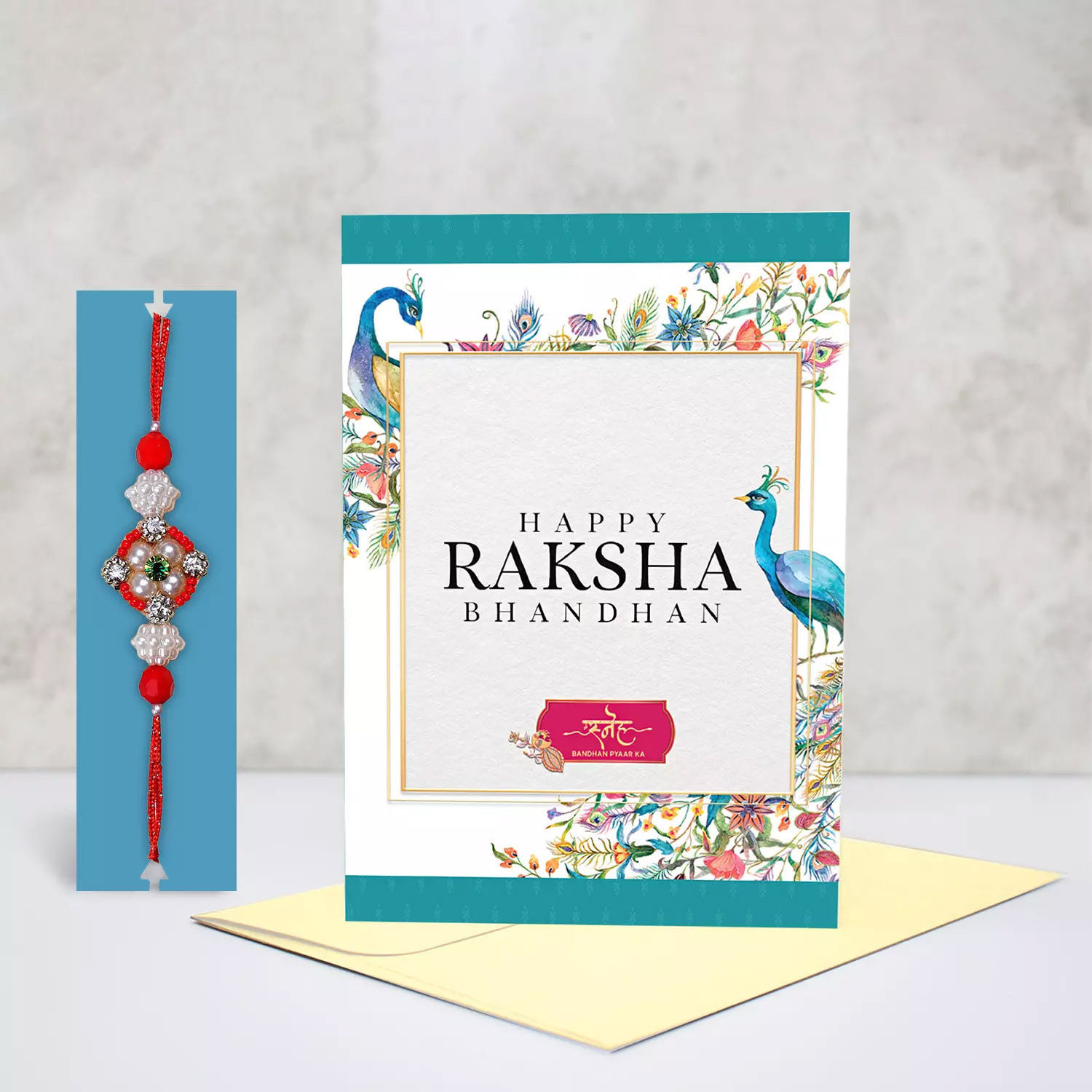 Online Ethnic Rakhi With Greeting Card Gift Delivery in UAE FNP