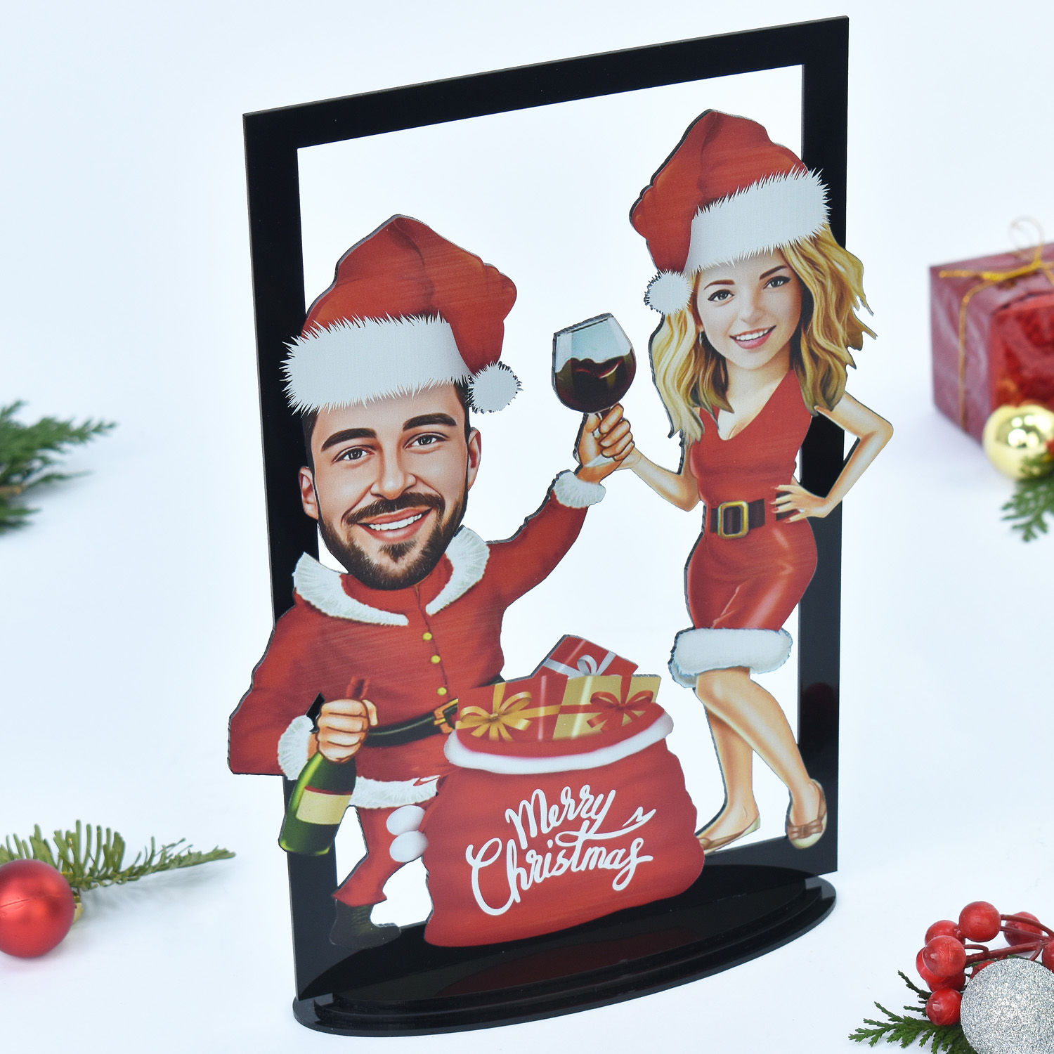 Online Christmas Caricature Wall Frame Gift Delivery in UAE FNP