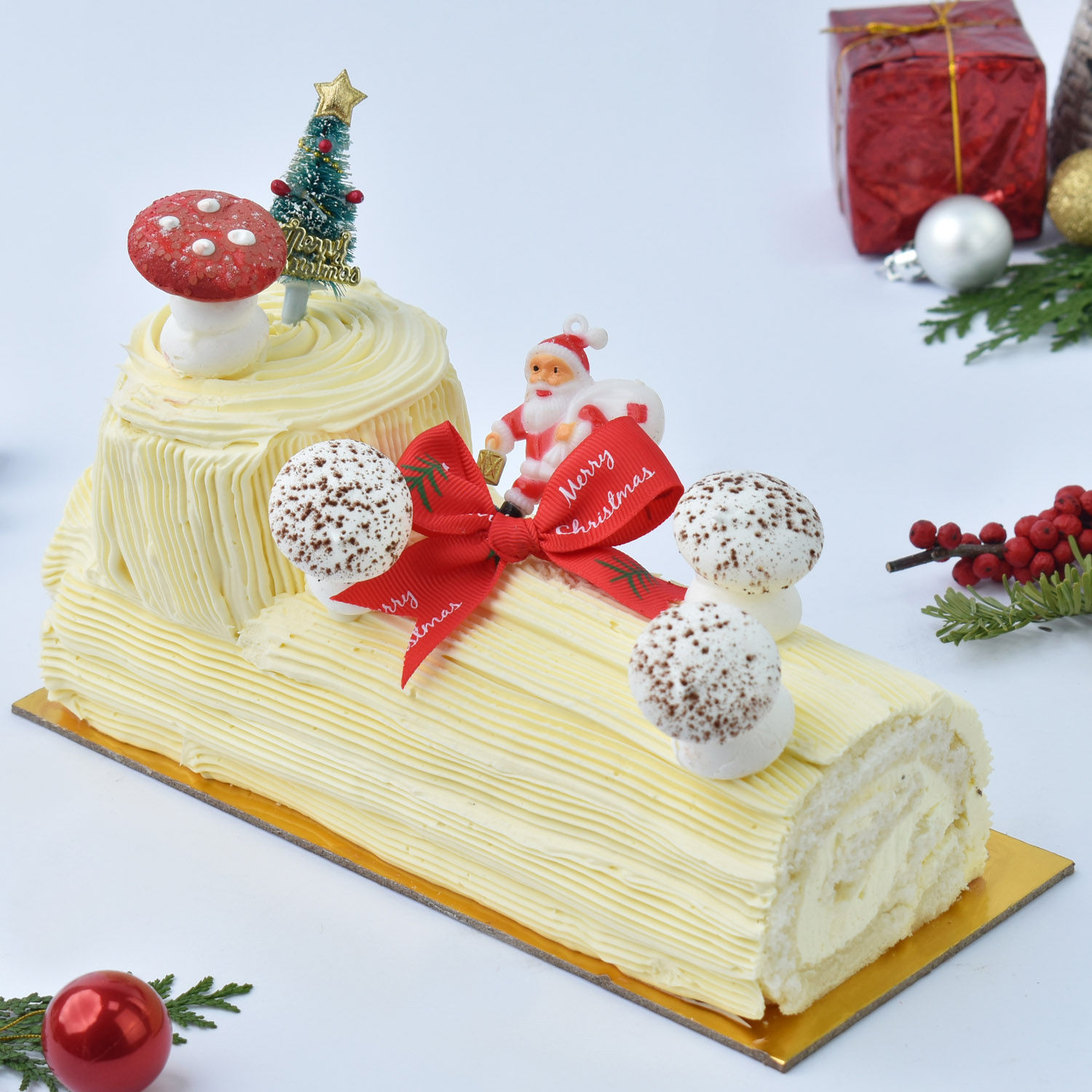 Online Merry Christmas Vanilla Log Cake 1 Kg Gift Delivery in UAE - FNP