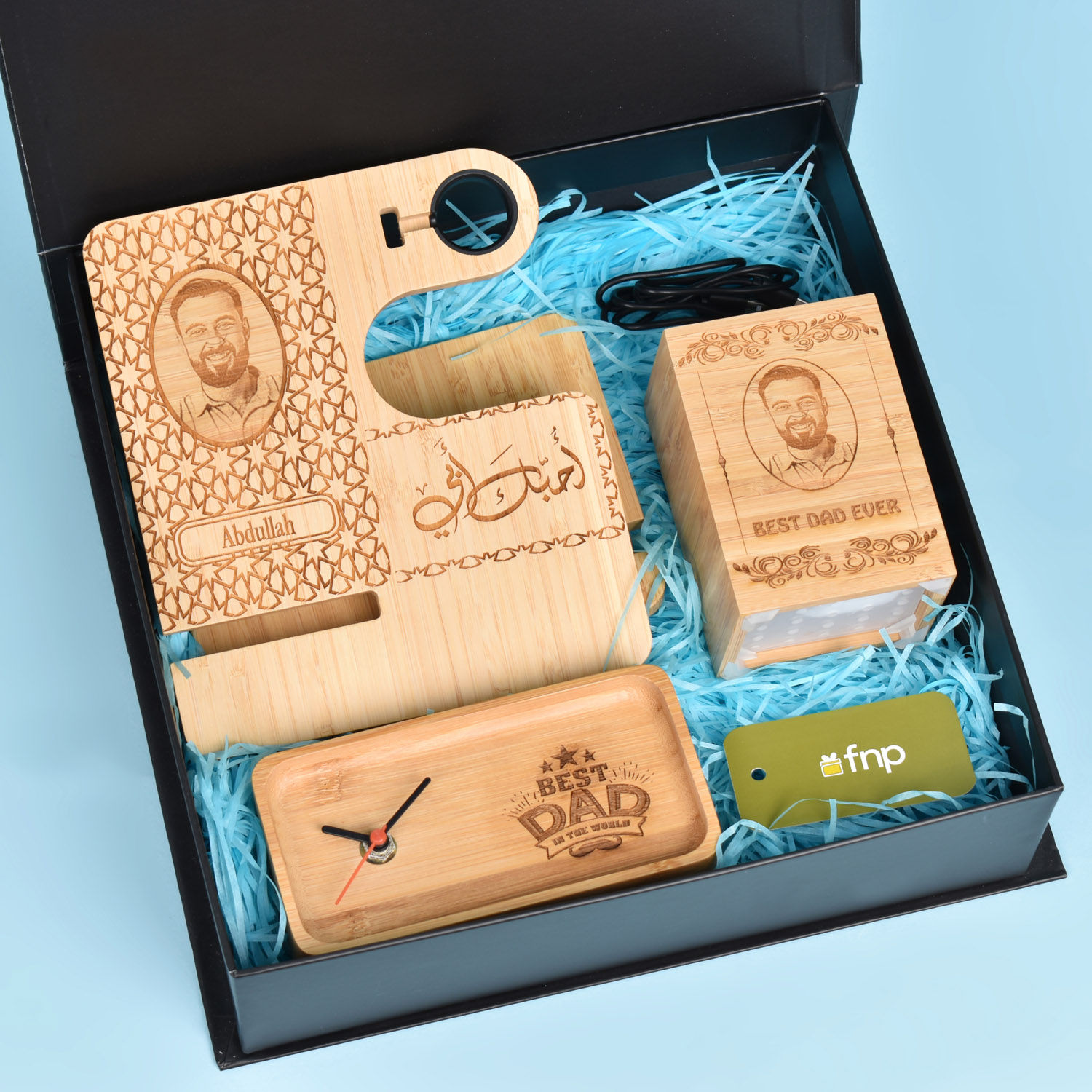 Online Personalised Wooden Desk Organizer for Dad Gift Delivery in UAE