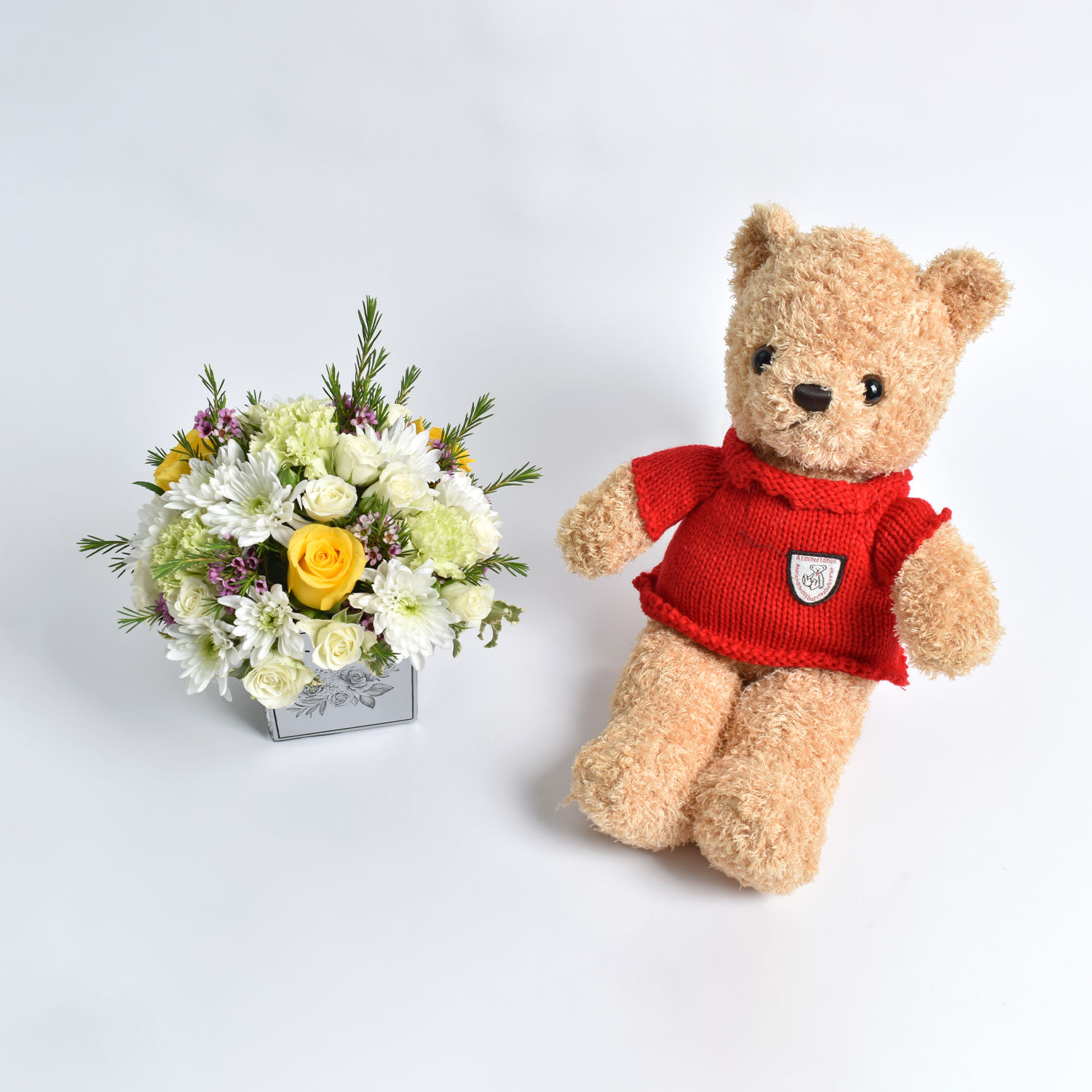 Online Get Well Soon Flowers with Teddy Bear Gift Delivery in UAE FNP