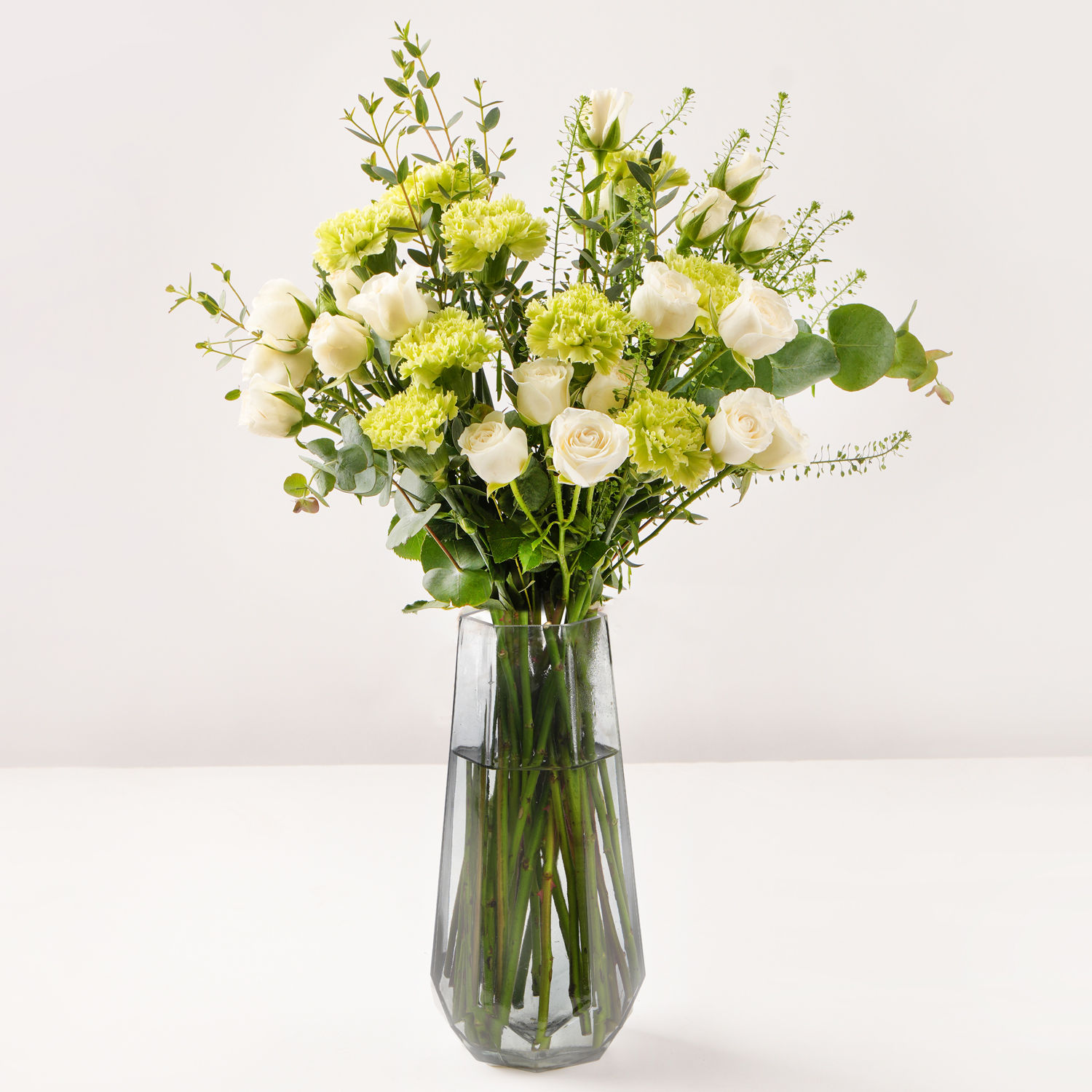 Online Carnation And Rose In White Vase Gift Delivery in UAE - FNP
