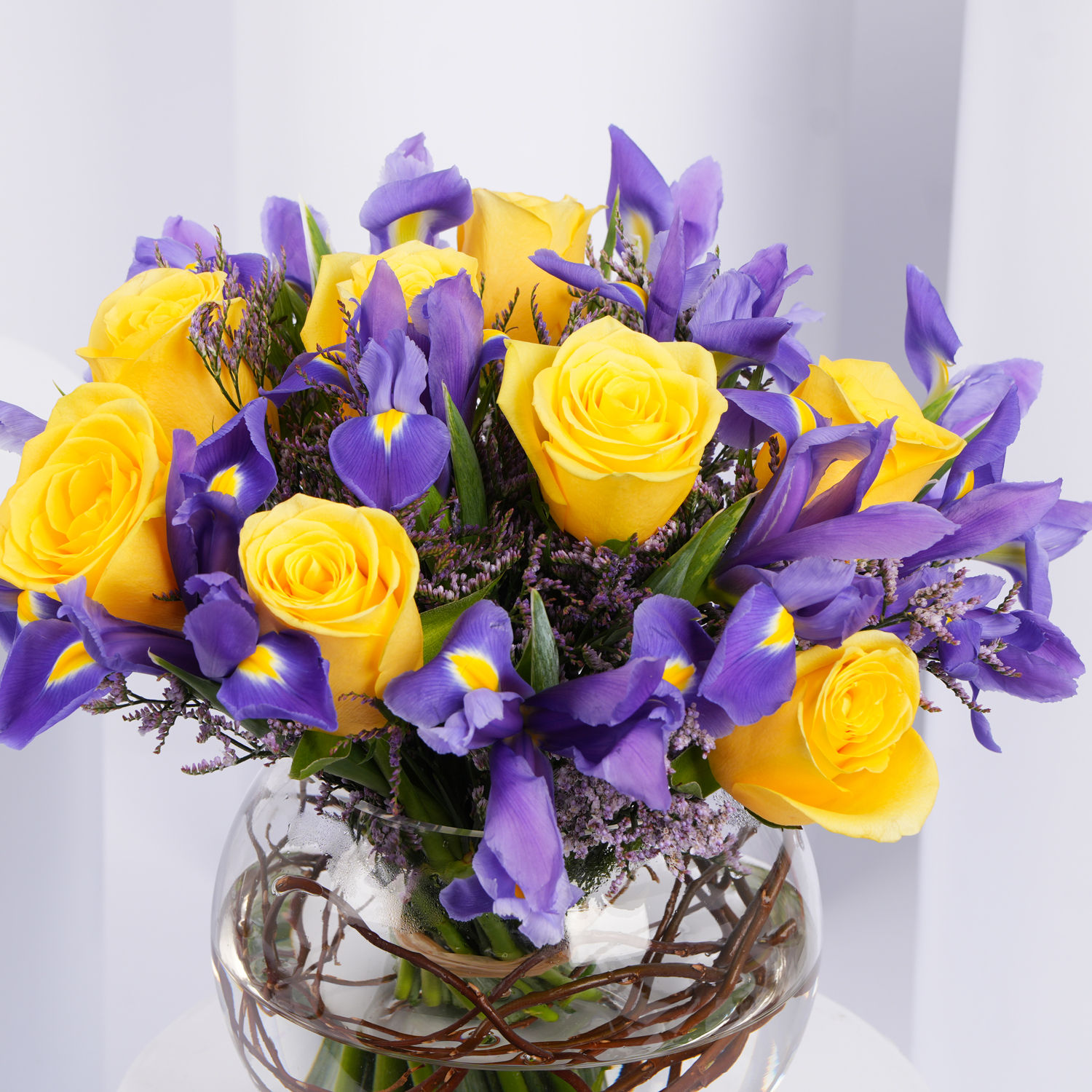 Order Iris and Roses Fish Bowl Arrangement Online | Same-Day Delivery ...