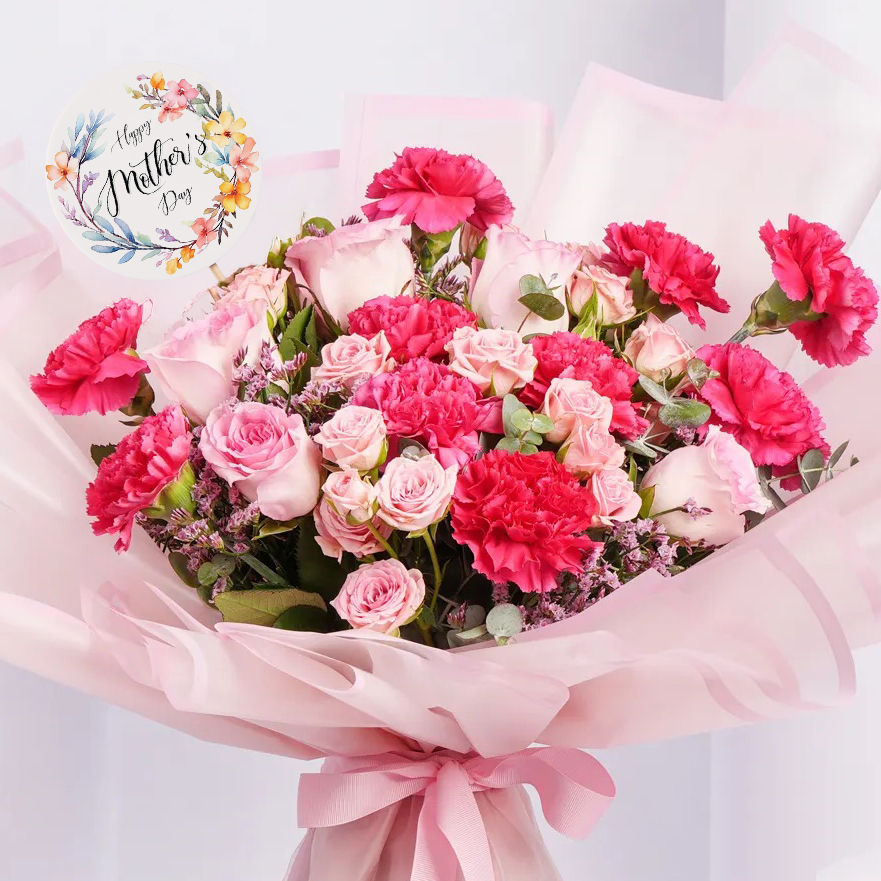 Online Carnations And Roses Bouquets For Mother Gift Delivery in UAE - FNP