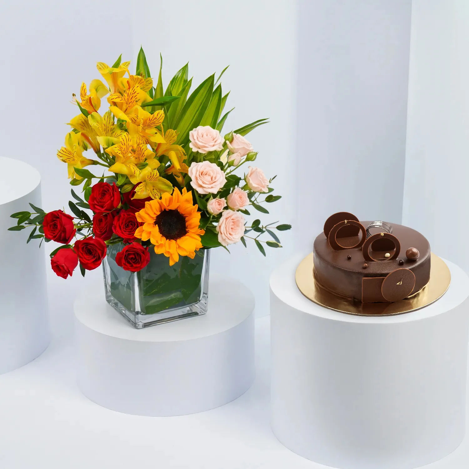 Order Mix Flowers and Chocolate Fudge Combo Online | Same-Day Delivery ...