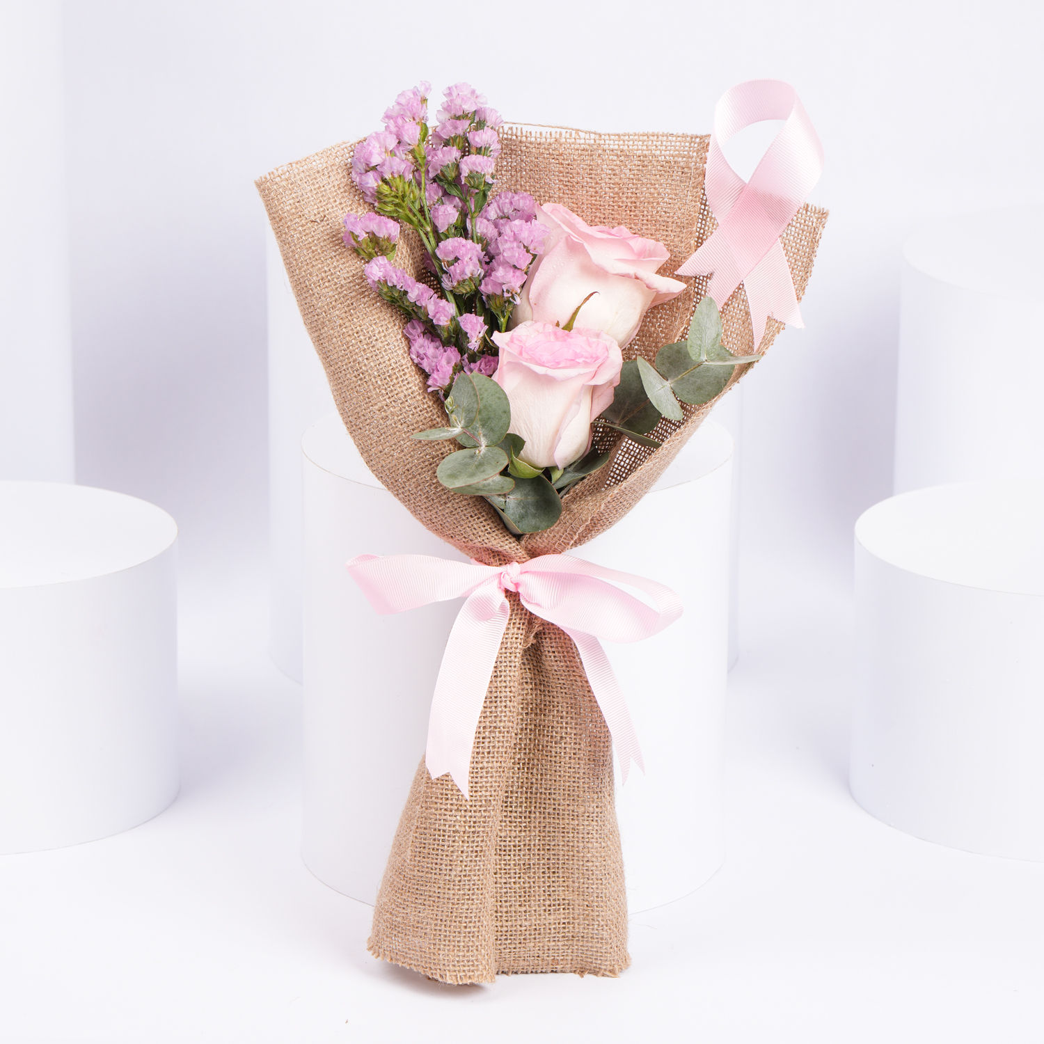 Online Pink Ribbon Rose Bouquet Gift Delivery in UAE FNP