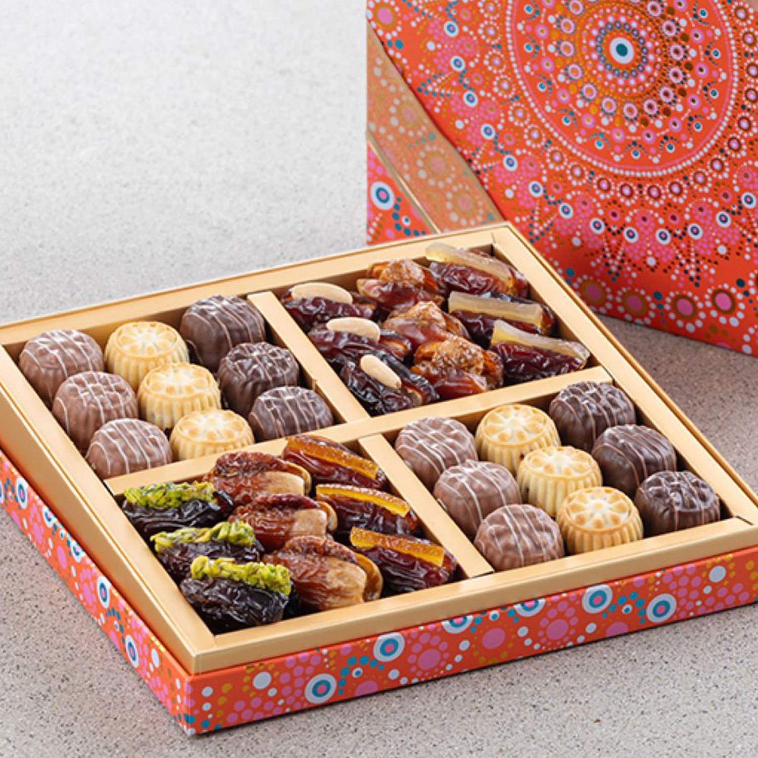 Order Bateel Filled Dates and Biscuits Diwali Rangoli Collection Large ...