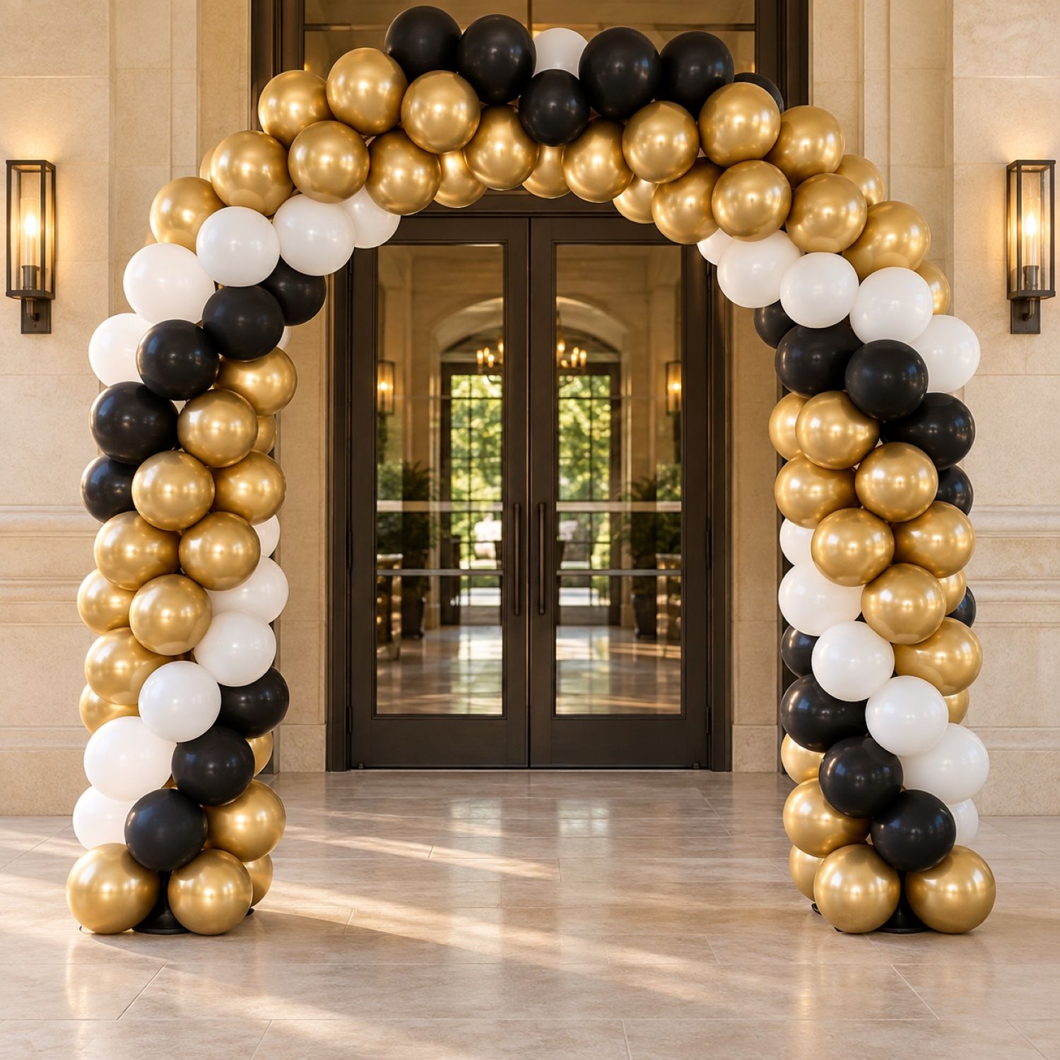 Gold Black and White Balloon Arch